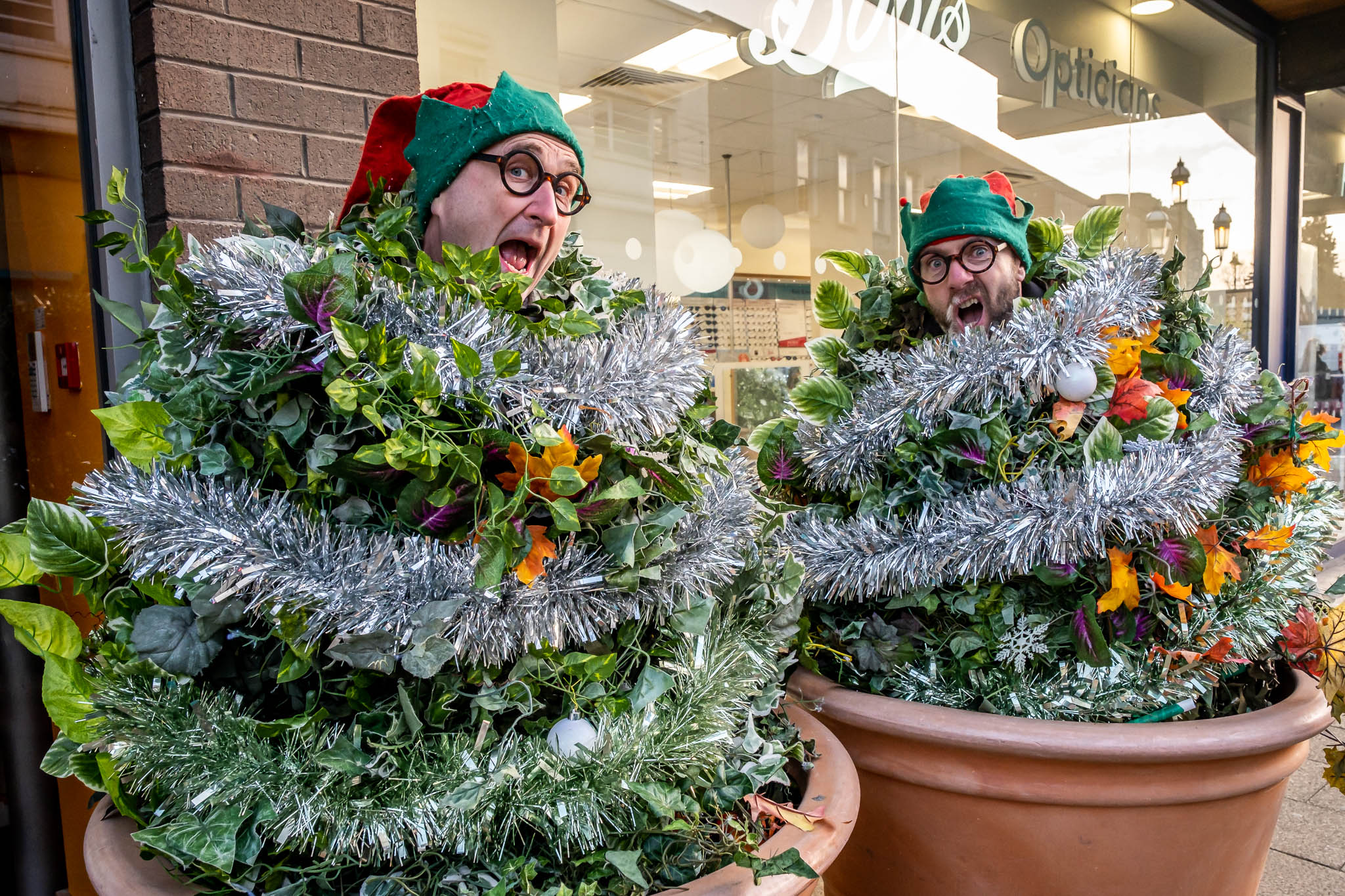 Holly & Ivy flowerpot men, Crewe Christmas Saturdays 2021