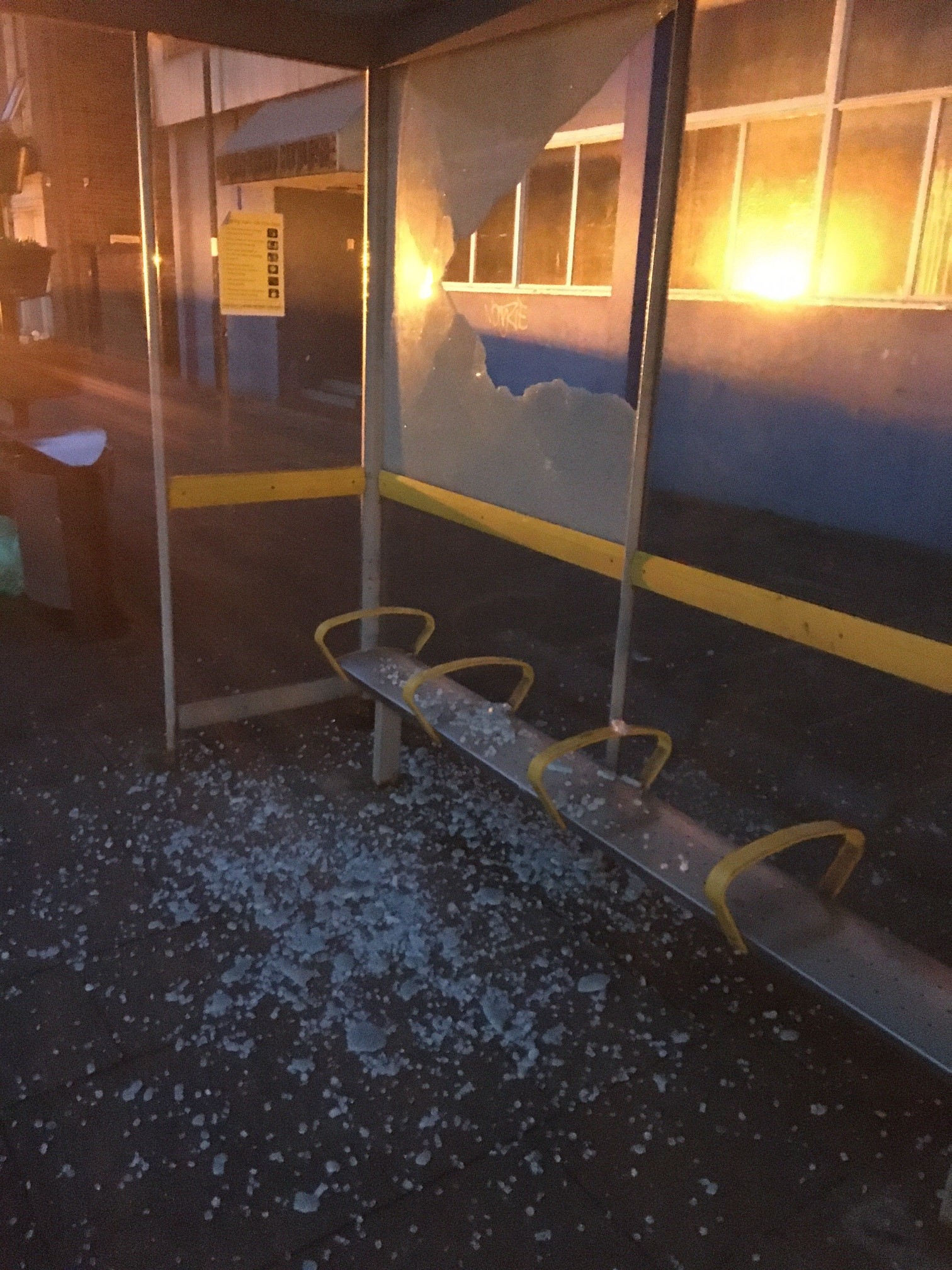 Memorial Square bus stop damage