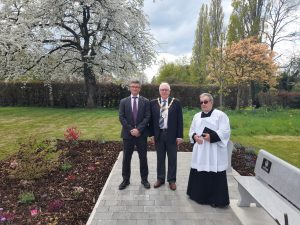 Mark Darbyshire of Orbitas with the Mayor and Reverend Jeynes