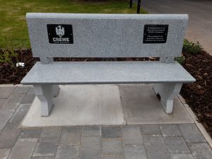 One of the memorial benches