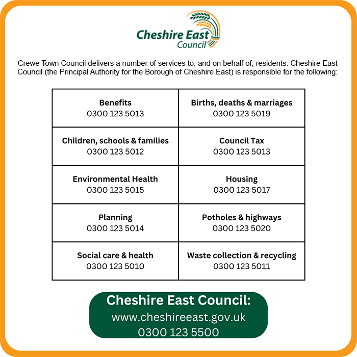 Cheshire East phone numbers, full text below