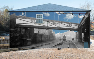 Crewe Mural Iron Bridge Blue Sky Mock up v6 Full view